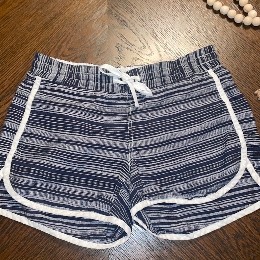 Athleta | Linen Striped Sandbar Shortie Shorts Size 4